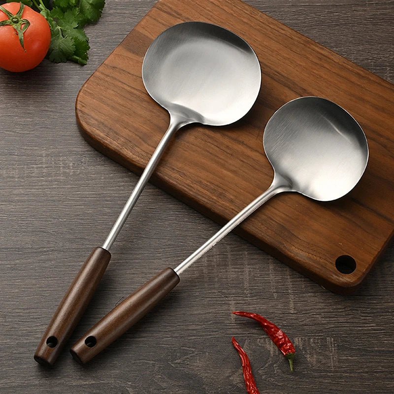 Stainless Steel Wok Spatula with Wooden Handle | Versatile Cooking Utensil
