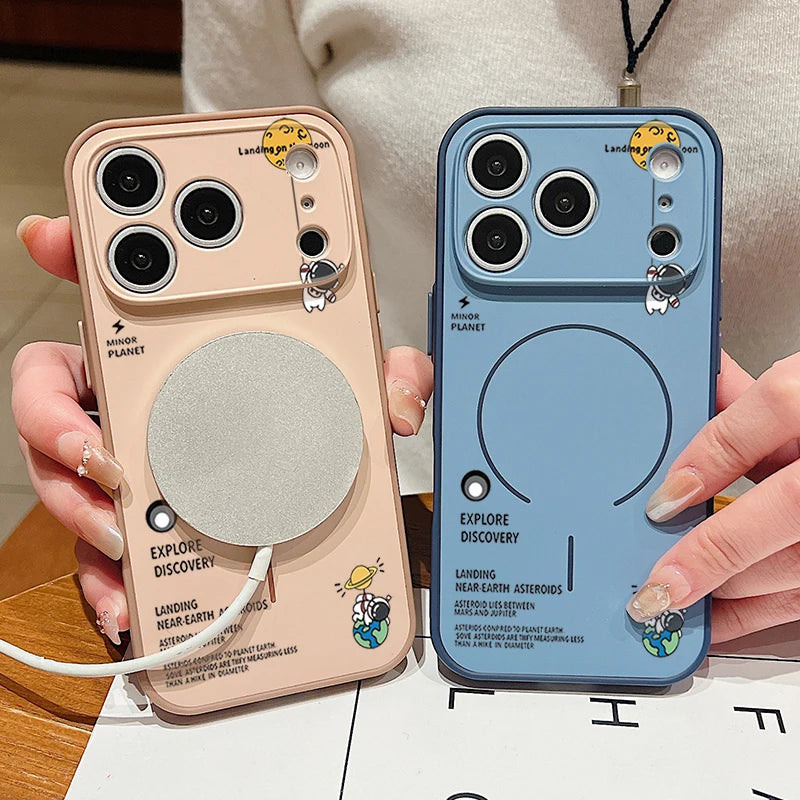 Hanging Astronaut Pattern Case for iPhone | Magnetic & Stylish Protection
