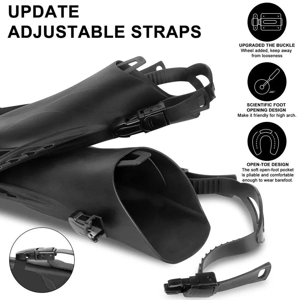 Adjustable Silicone Snorkel Fins for Adults and Kids | Travel Ready