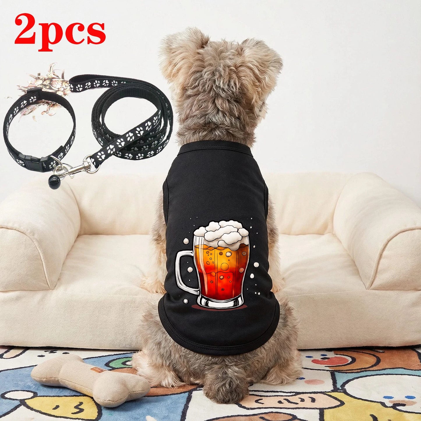 2PCS New Pet Vest Cat Dog Summer Schnauzer Puppy Teddy Small Dog Bichon Cat Clothes Spring, Autumn, Summer
