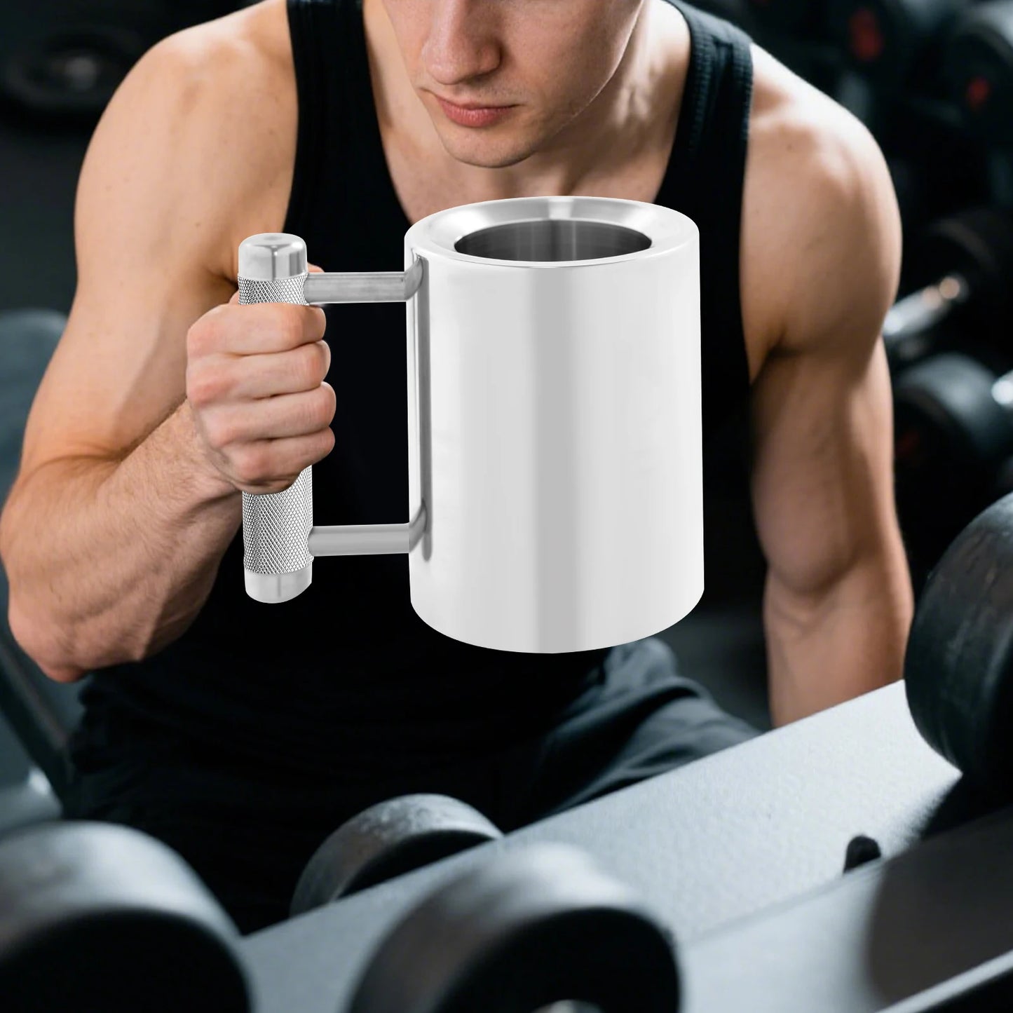 Heavy-Duty Stainless Steel Sports Mug | Fitness Dumbbell Cup