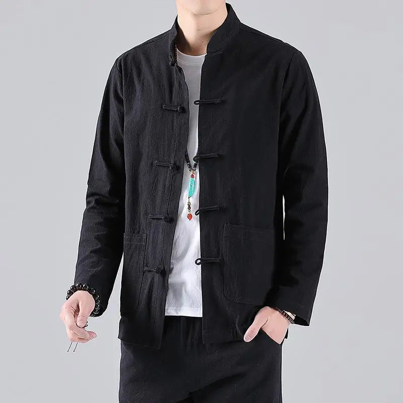 Retro Inspired Linen Look Long Sleeve Shirt for Men | Casual Top