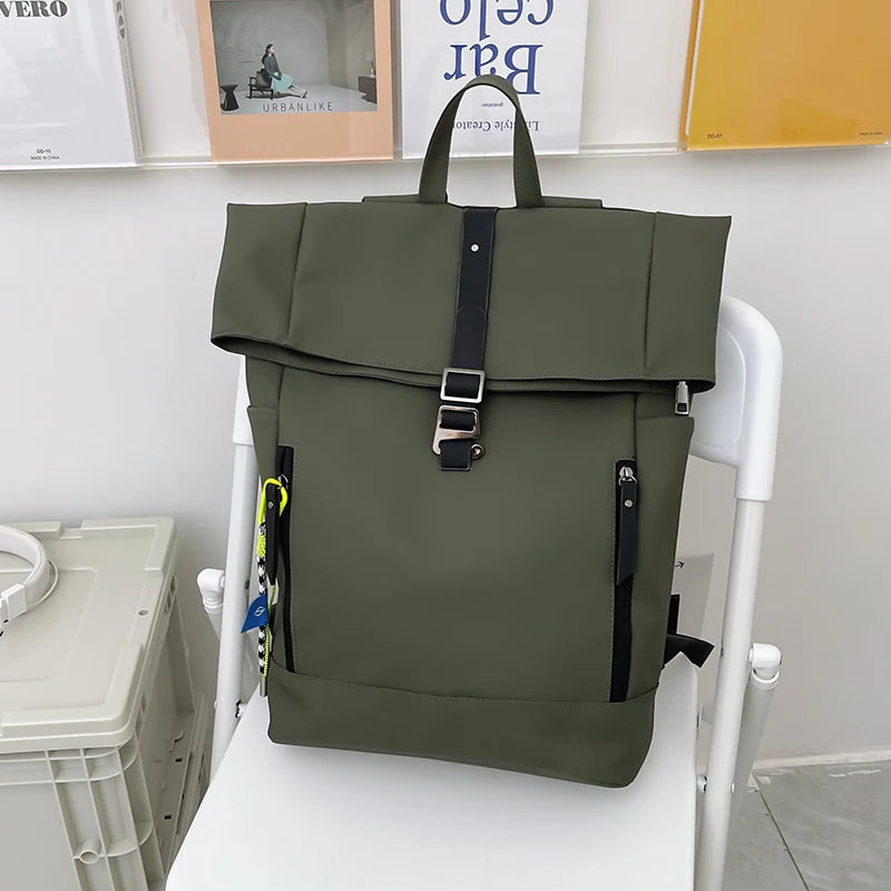 Women's Large Nylon Roll Top Backpack | Versatile Travel Companion