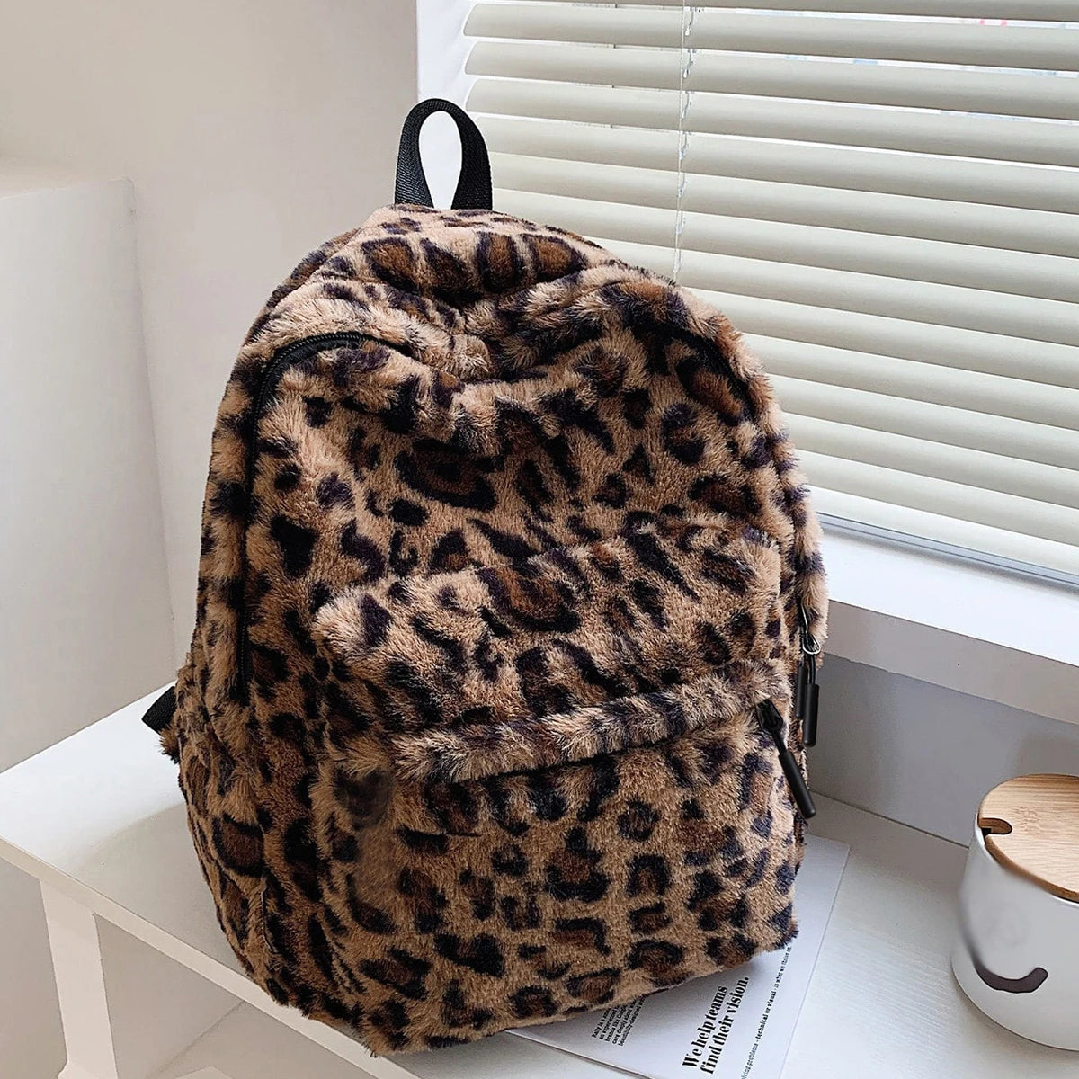 Luxury Leopard Print Women's Backpack | Plush & Stylish