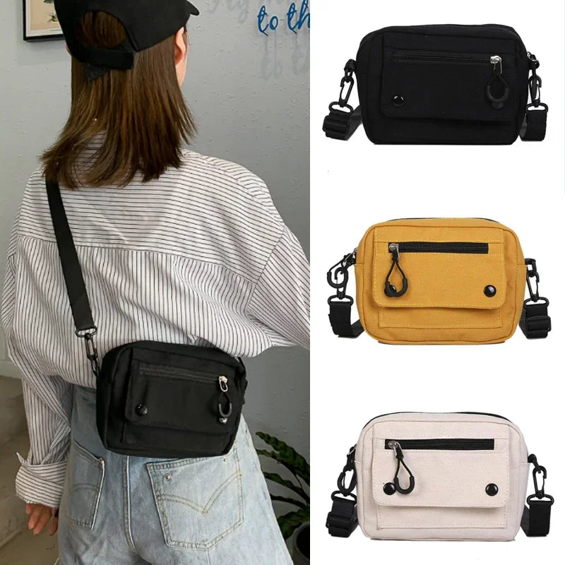 Korean Mini Canvas Crossbody Bag | Versatile Women's Handbag