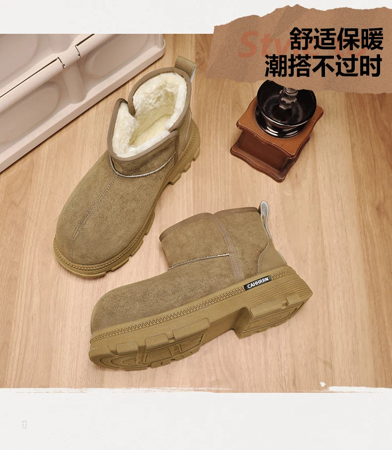 Men's Warm Plush Snow Boots | Cozy Mid-Calf Winter Footwear