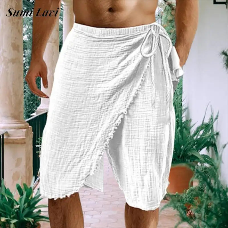 Men's Vintage Casual Drawstring Linen Shorts for Summer Comfort