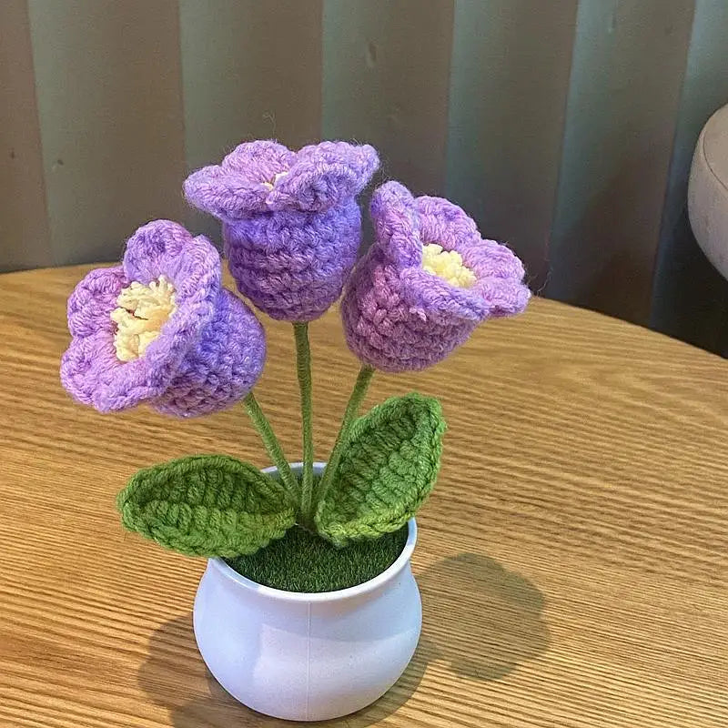 Hand Woven Potted Flower Decoration | Knitted Sunflower Bouquet