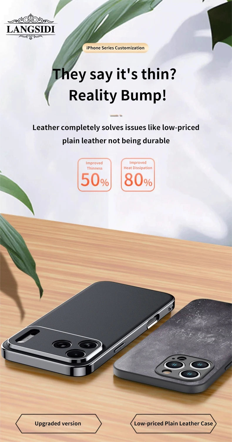 Funda de lujo de piel para iPhone | Protección total de la lente