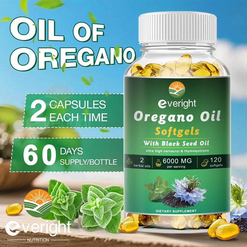 Organic Oregano Oil Capsules with Black Seed Oil | Antioxidant & Digestive Support