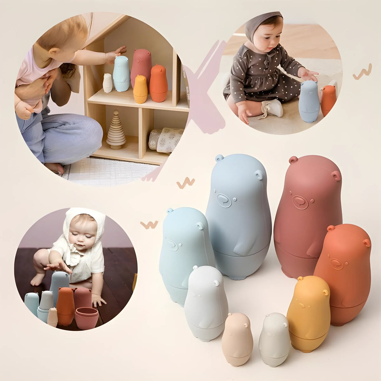 5pcs Silicone Stacking Puzzle Toys | Fun Nesting Toys for Kids