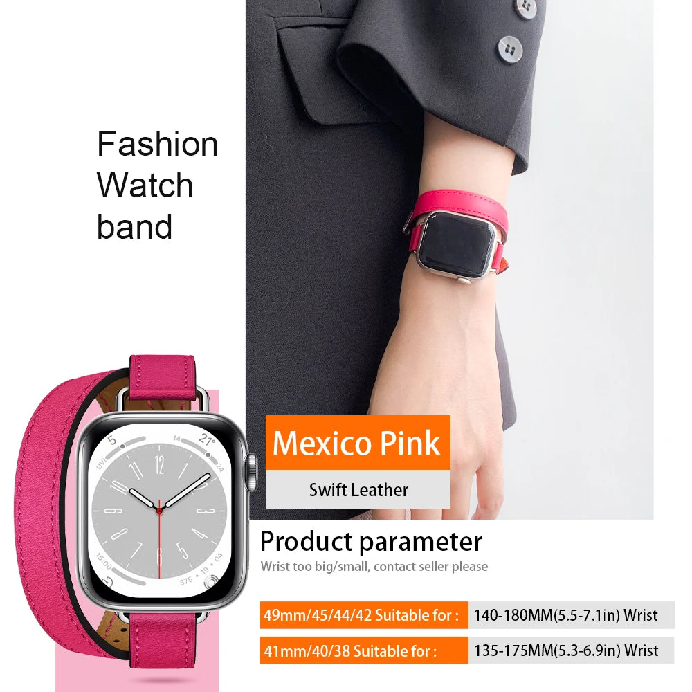 Stylish Double Tour Leather Watch Band for Women | 42mm & 41mm