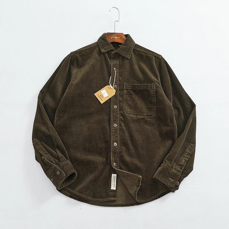 Men's Chunky Corduroy Long Sleeve Shirt | Stylish Autumn Essential