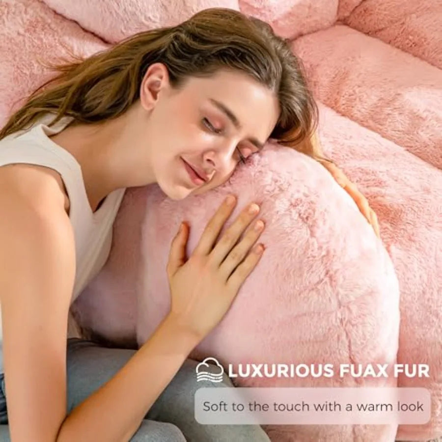 Puf en forma de nube rosa | Sofá suave y cómodo para la relajación