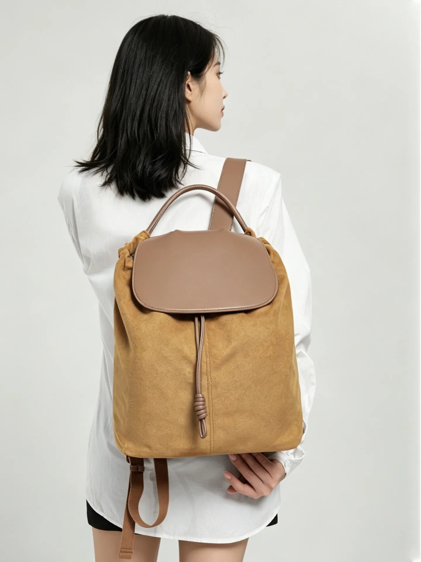 Versatile Large Capacity Suede Leather Bucket Backpack | Trendy Design