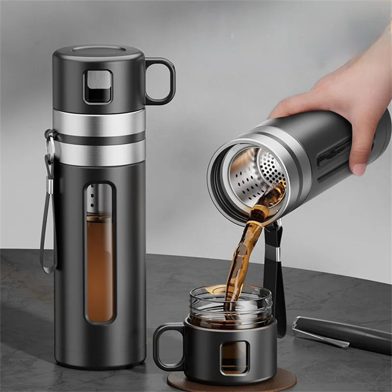 520ML Glass Tea Water Bottle with Tea Infuser | Travel Tumbler