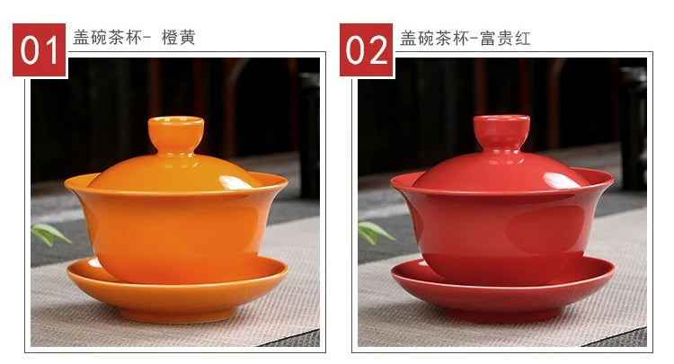 Handmade Ceramic Porcelain Gaiwan Teaware Set | Perfect for Kung Fu Tea