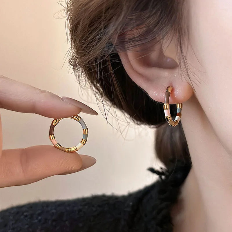 Colorful Enamel Mini Round Earrings | Fashion Jewelry for Women