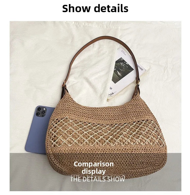 Bolso de Hombro Bohemio Tejido | Bolso de Playa de Gran Capacidad