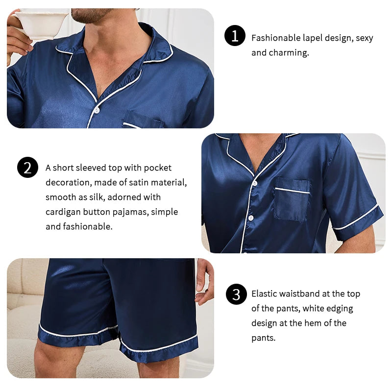 Men's Summer Pajamas Set | Comfortable Short Sleeve Sleepwear