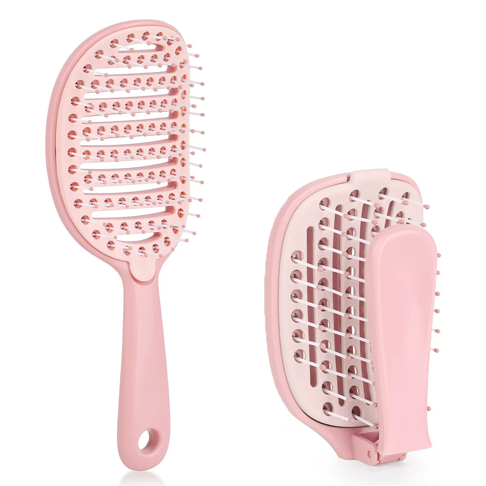 Self-Cleaning Foldable Hair Brush | Anti-Static Massage Comb