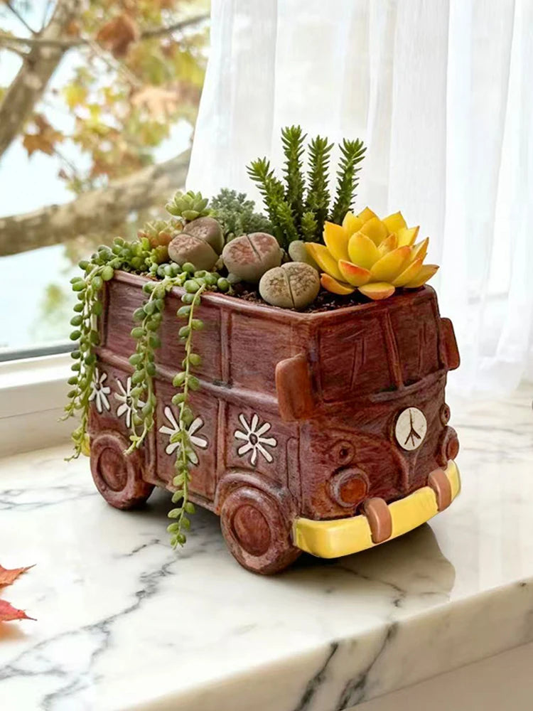 Creative Bus Car Flowerpot | Unique Home Garden Decor