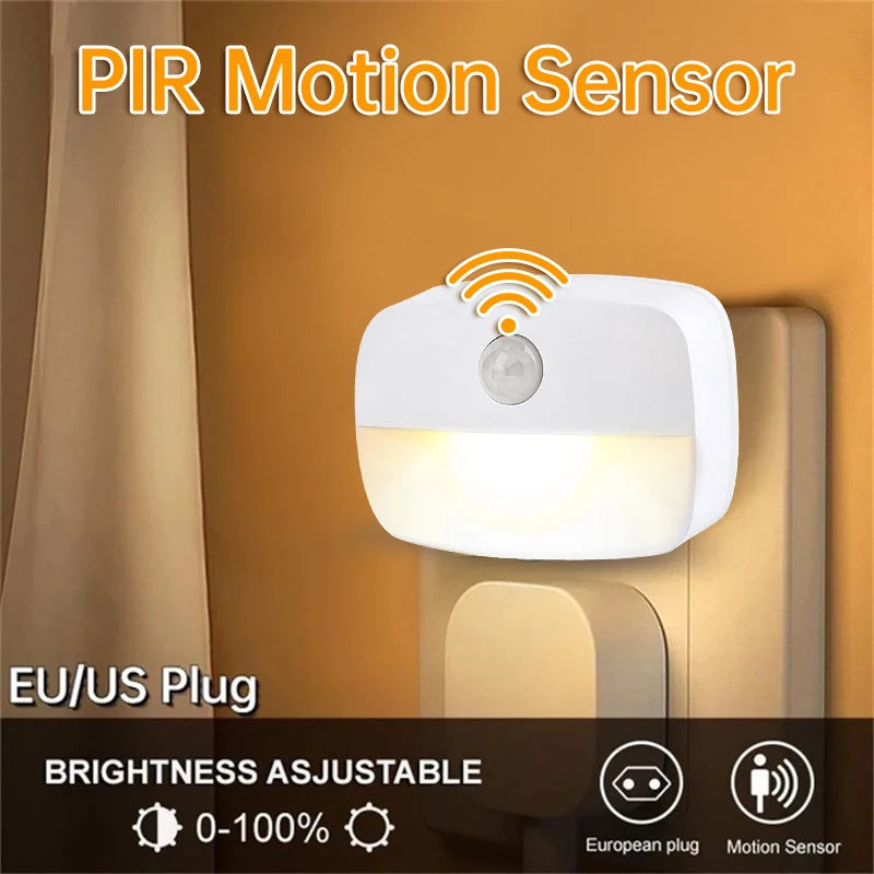 Smart Motion Sensor LED Night Light | Plug-In Wall Lamp for Home
