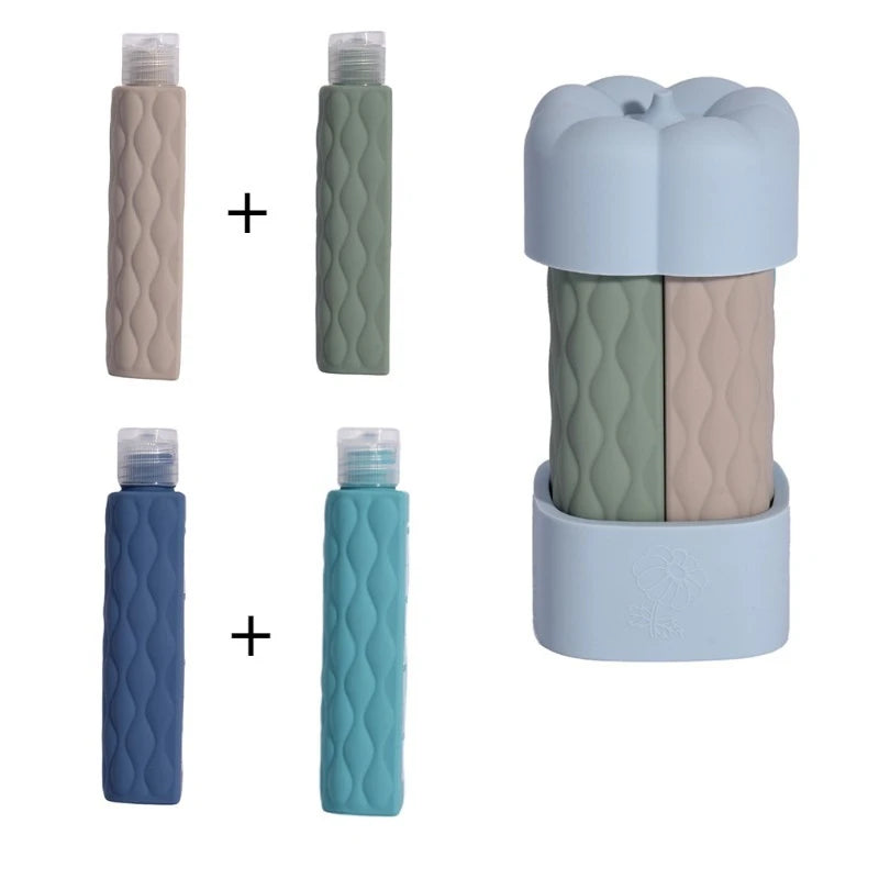 4 in 1 Silicone Travel Bottles Set | Leak Proof Portable Containers