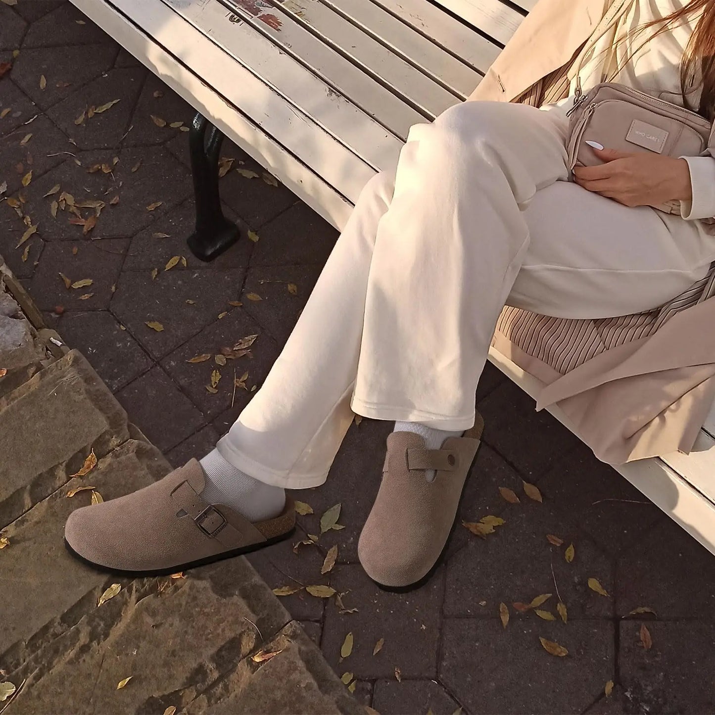 Women's Genuine Leather Clogs with Cork Footbed | Slip-On Comfort Slippers