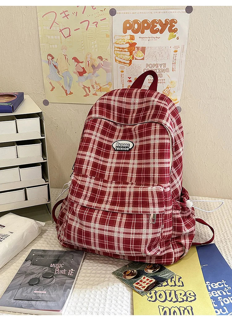 Large Capacity Plaid Backpack | Versatile Travel & School Bag