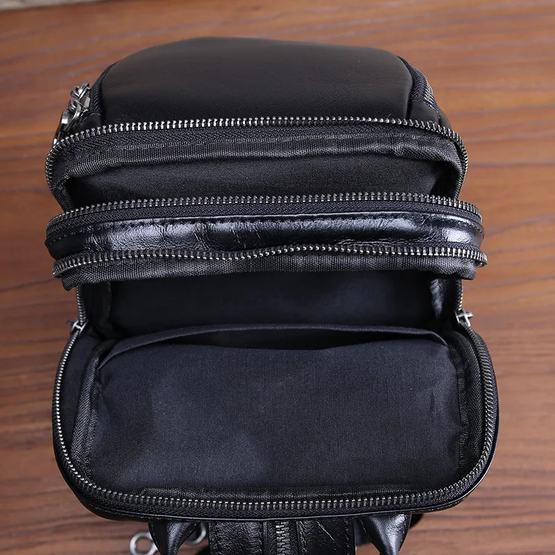 Bandolera de cuero casual para hombre | Mochila elegante para el día a día
