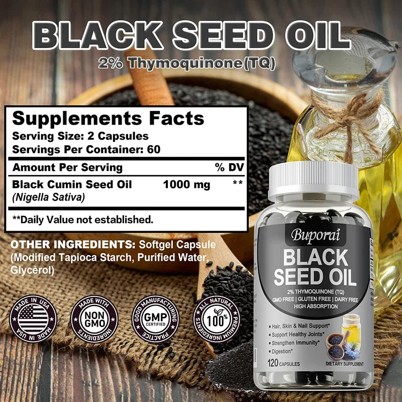 Premium Black Seed Oil Capsules | Immune Health & Wellness Support