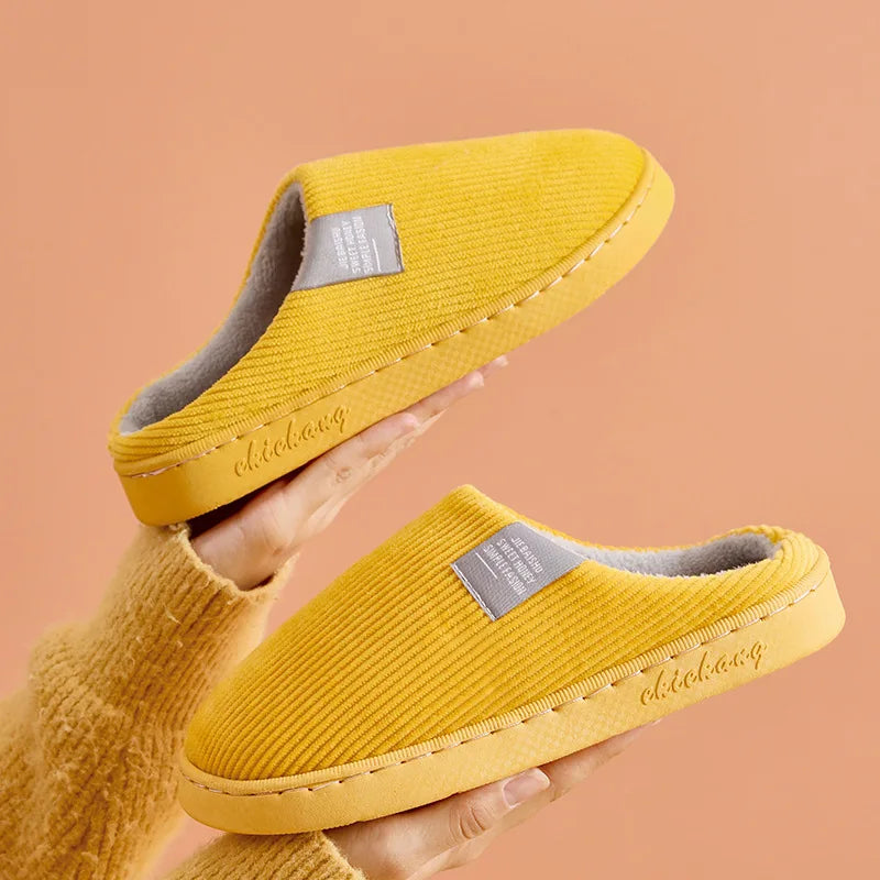 Cozy Plush Cotton Slippers for Couples | Anti-Slip Indoor Footwear