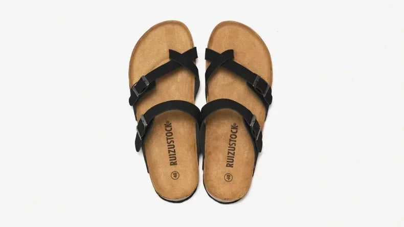 Men's Non-Slip Slippers with Cork Metal Buckle | Waterproof Outdoor Wear