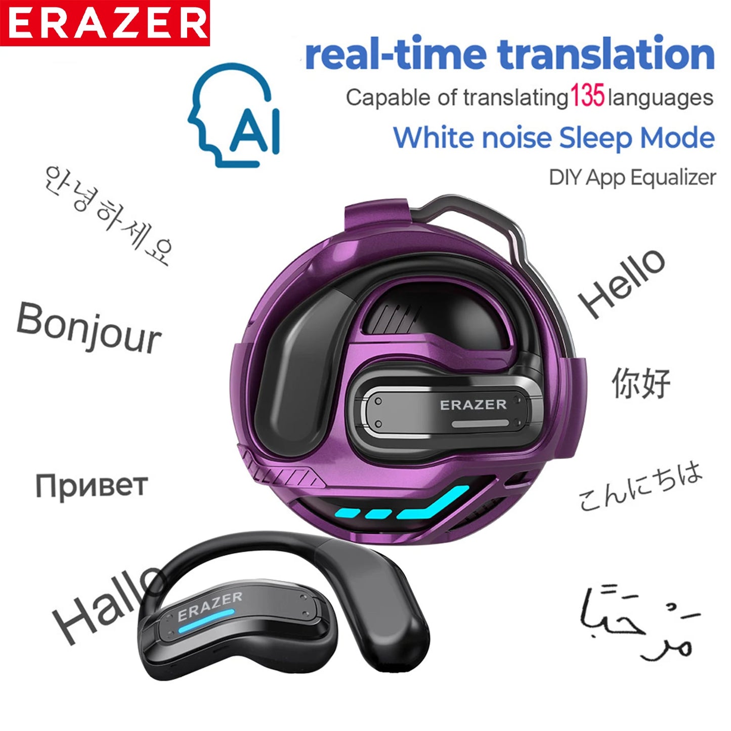 AI Translator Earbuds | Bluetooth 5.4 Wireless Headphones