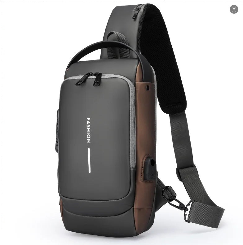 Men's Anti-Theft Chest Bag with USB Port | Waterproof Crossbody Sling