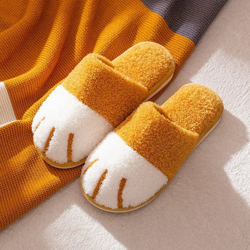 Pantuflas afelpadas de pata de gato para mujer | Zapatillas cómodas de invierno para interiores