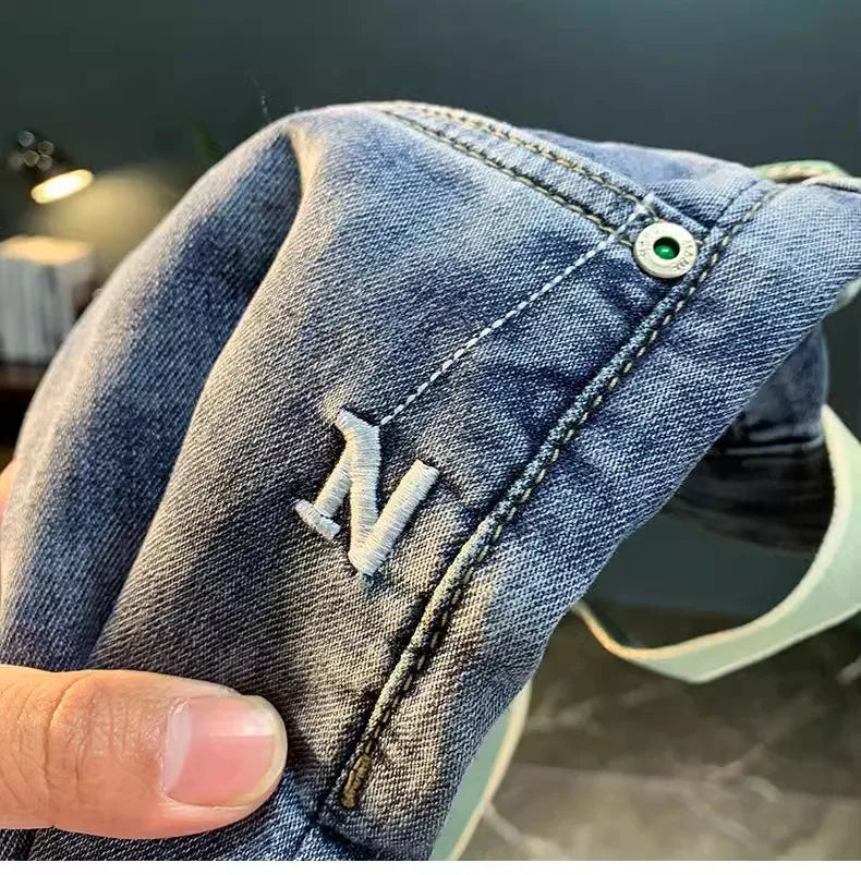 Trendy Men's Cropped Jeans | Casual Loose Fit Denim Pants