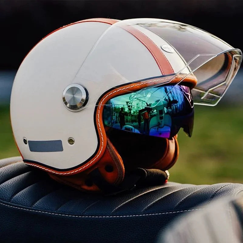 Retro Open Face Motorbike Helmet | Vintage Helmet for Riders