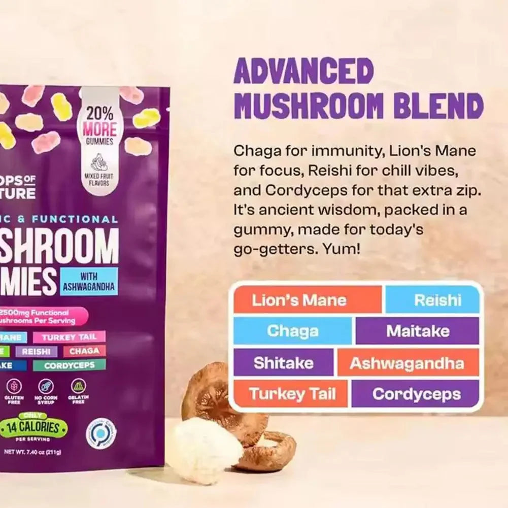 80pcs Mushroom Jelly Gummies for Immune & Gastro Health