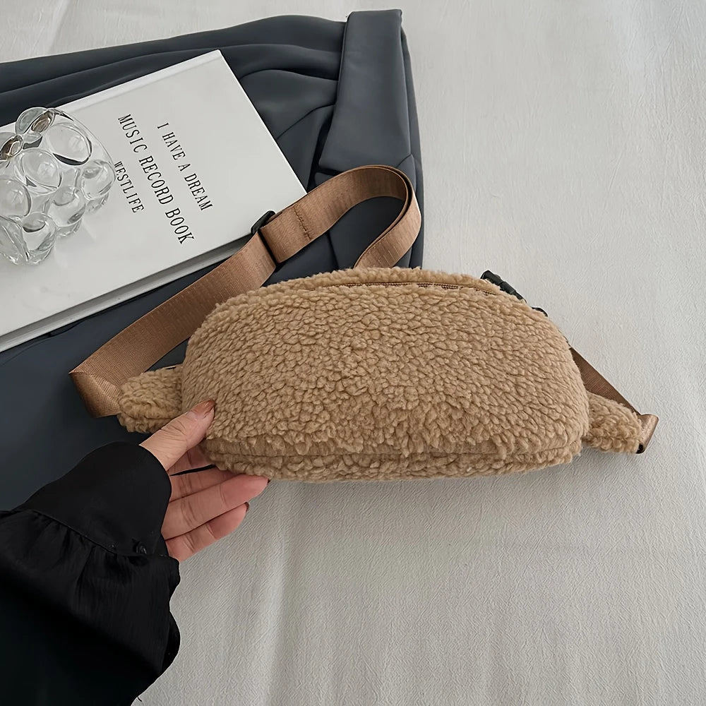 Women's Lamb Wool Chest Bag | Stylish Large Capacity Crossbody