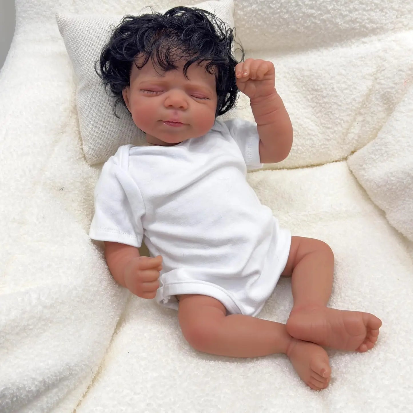 Muñeca Reborn de 18 pulgadas | Muñeca realista hecha a mano de piel oscura