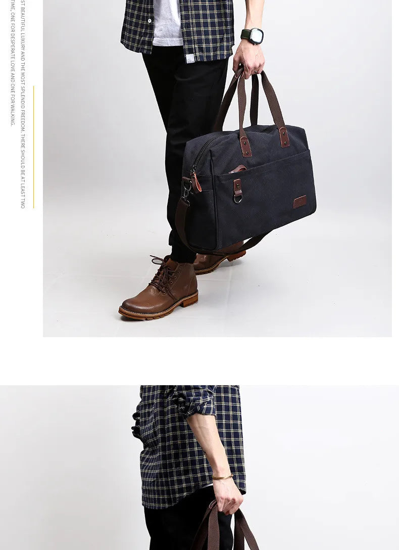 Large Capacity Men's Canvas Shoulder Bag for Travel & Business