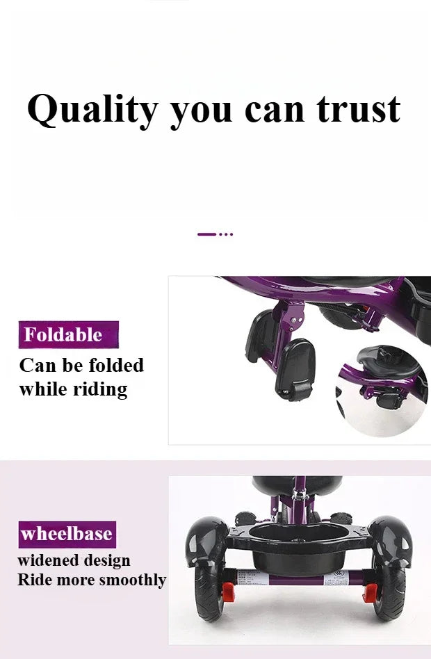 2 in 1 Toddler Tricycle | Adjustable Kids Trike for Outdoor Fun