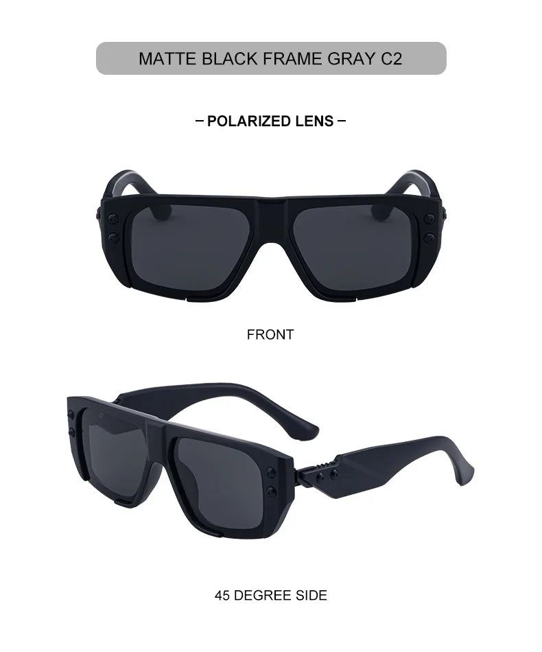 Polarized Steampunk Square Sunglasses for Men | Trendy Fashion Eyewear