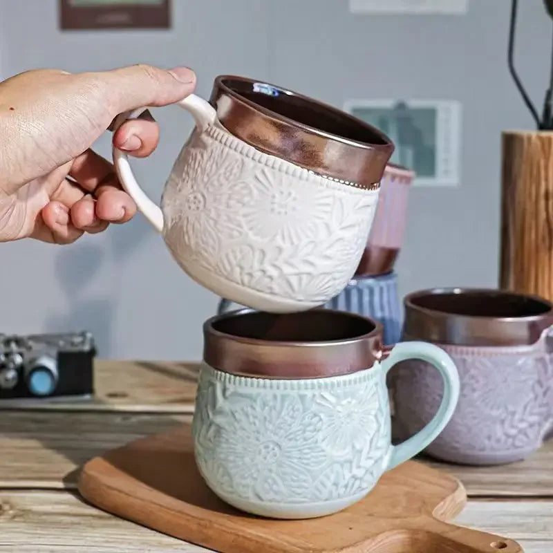 Large Capacity Retro Ceramic Mug | Hand Warmer Coffee Cup