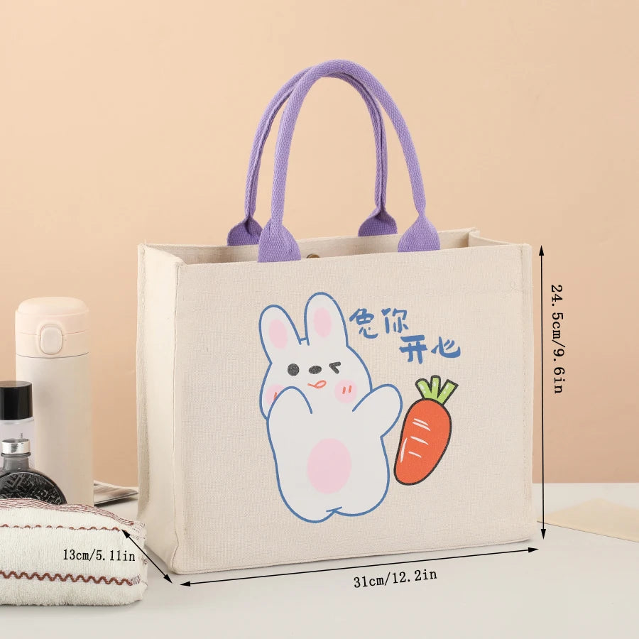 Large Capacity Cartoon Tote Bag | Versatile Canvas Shopping Bag