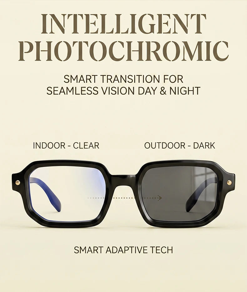 Vintage Photochromic Square Sunglasses for Men | Retro Steampunk Style