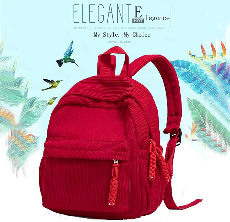 Trendy Women's Multi-color Corduroy Backpack | Stylish Daily Bag