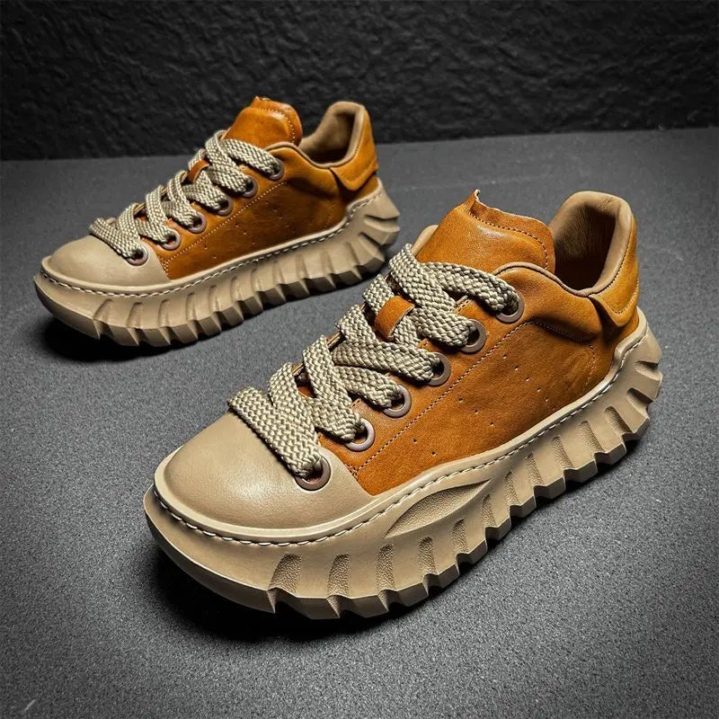 Retro Luxury Leather Men's Casual Platform Sneakers